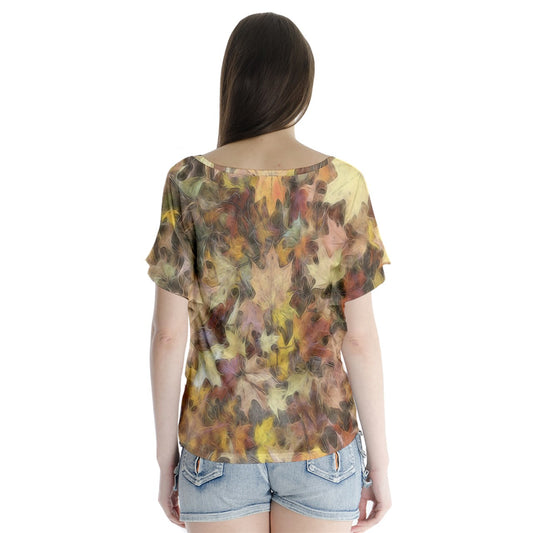 Late October Leaves Light V-Neck Flutter Sleeve Top