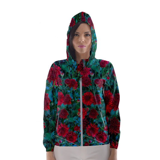 Red Mums Women's Hooded Windbreaker
