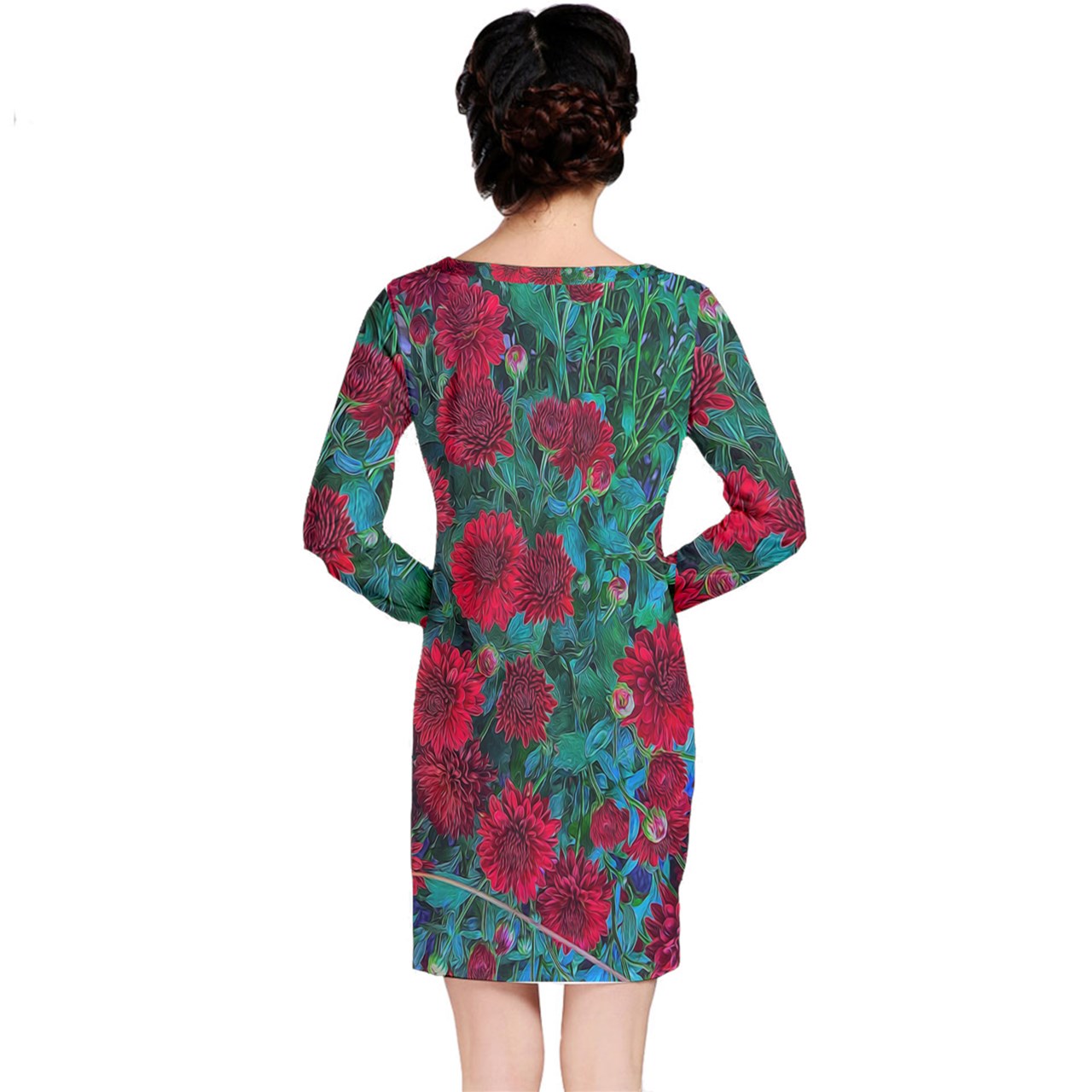 Red Mums Long Sleeve Nightdress