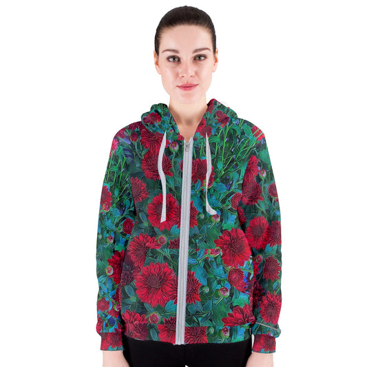 Red Mums Women's Zipper Hoodie