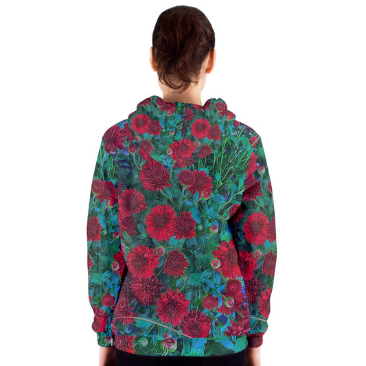 Red Mums Women's Zipper Hoodie