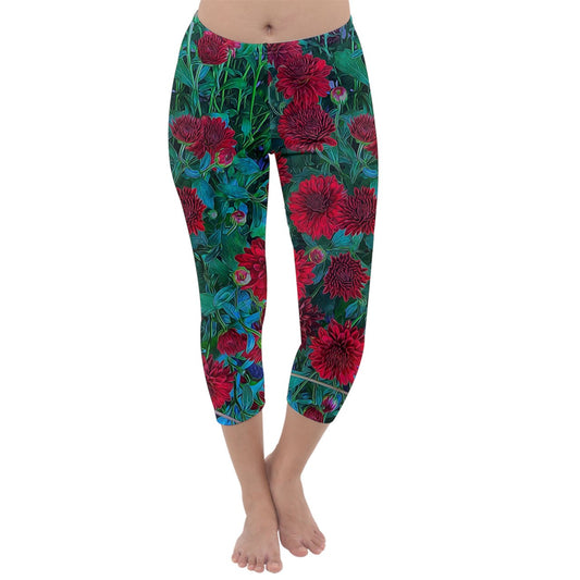 Red Mums Capri Winter Leggings