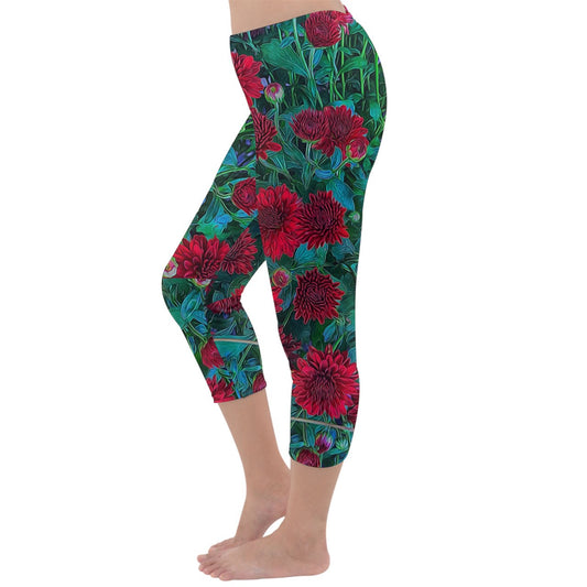 Red Mums Capri Winter Leggings