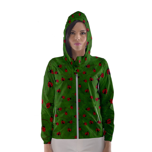 Ladybugs  Women's Hooded Windbreaker