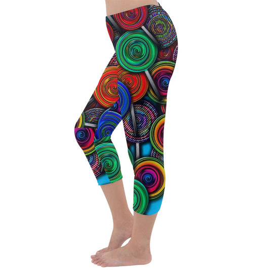 Colorful lolipops Capri Winter Leggings