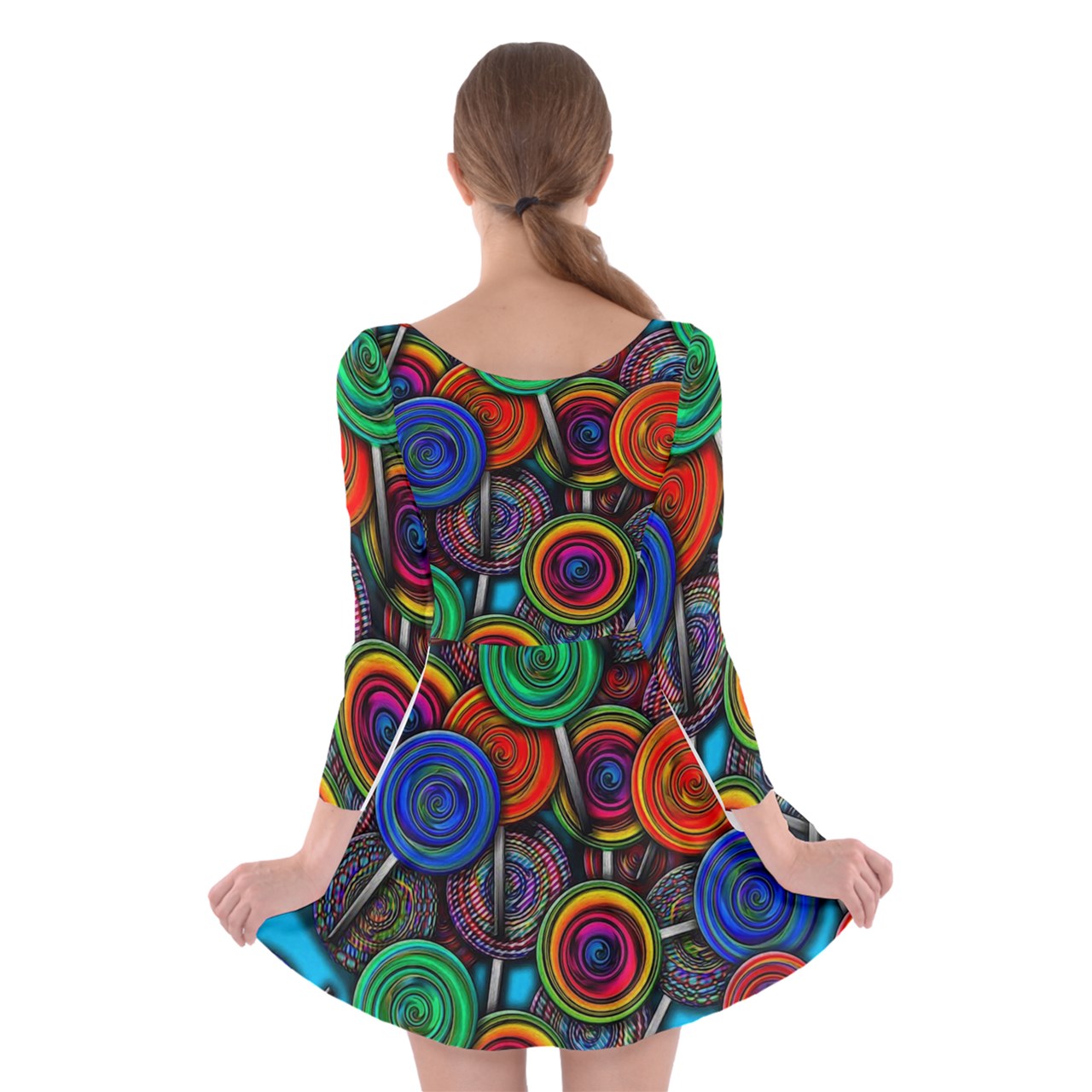 Colorful lolipops Long Sleeve Skater Dress