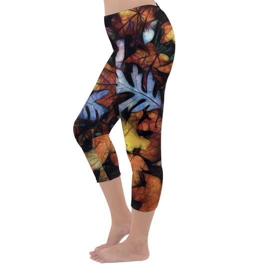 Mid October Leaves Capri Winter Leggings