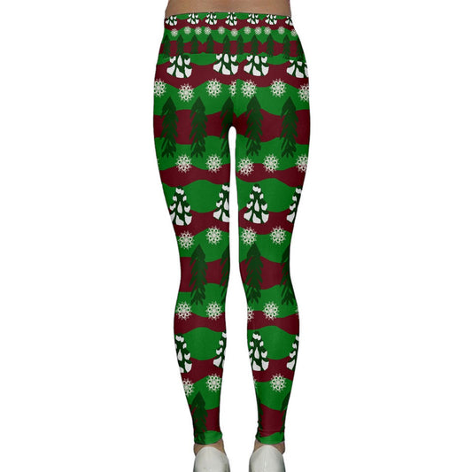 snowy evergreen pattern Lightweight Velour Classic Yoga Leggings