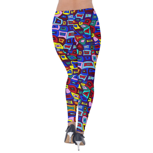 Wavy Square Pattern Velvet Leggings