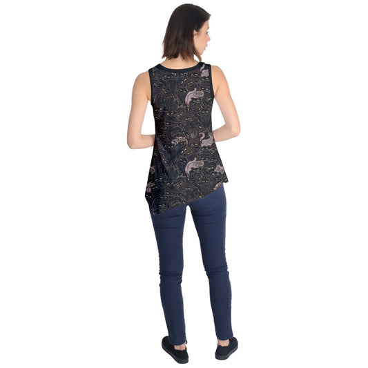 Black Cats Pattern Sleeveless Tunic