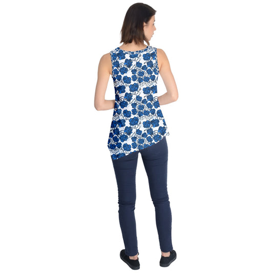 Blue Roses Sleeveless Tunic