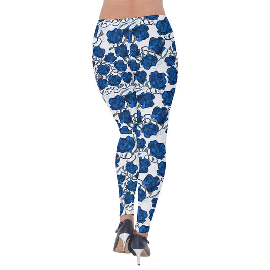 Blue Roses Velvet Leggings
