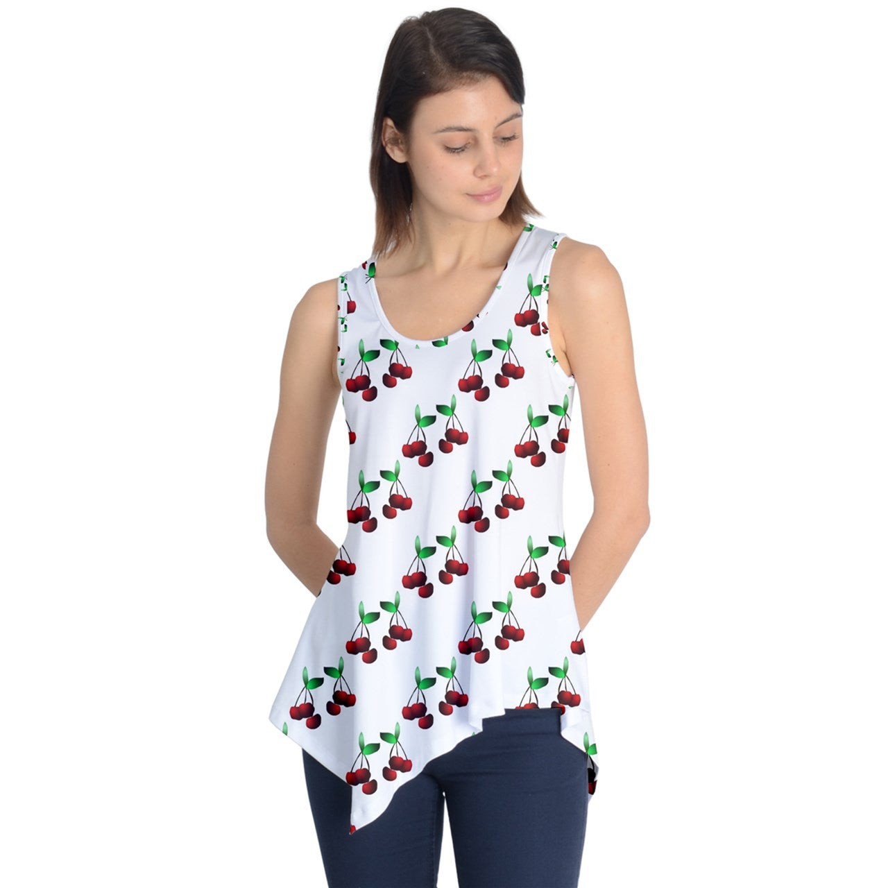 Cherries Pattern Sleeveless Tunic