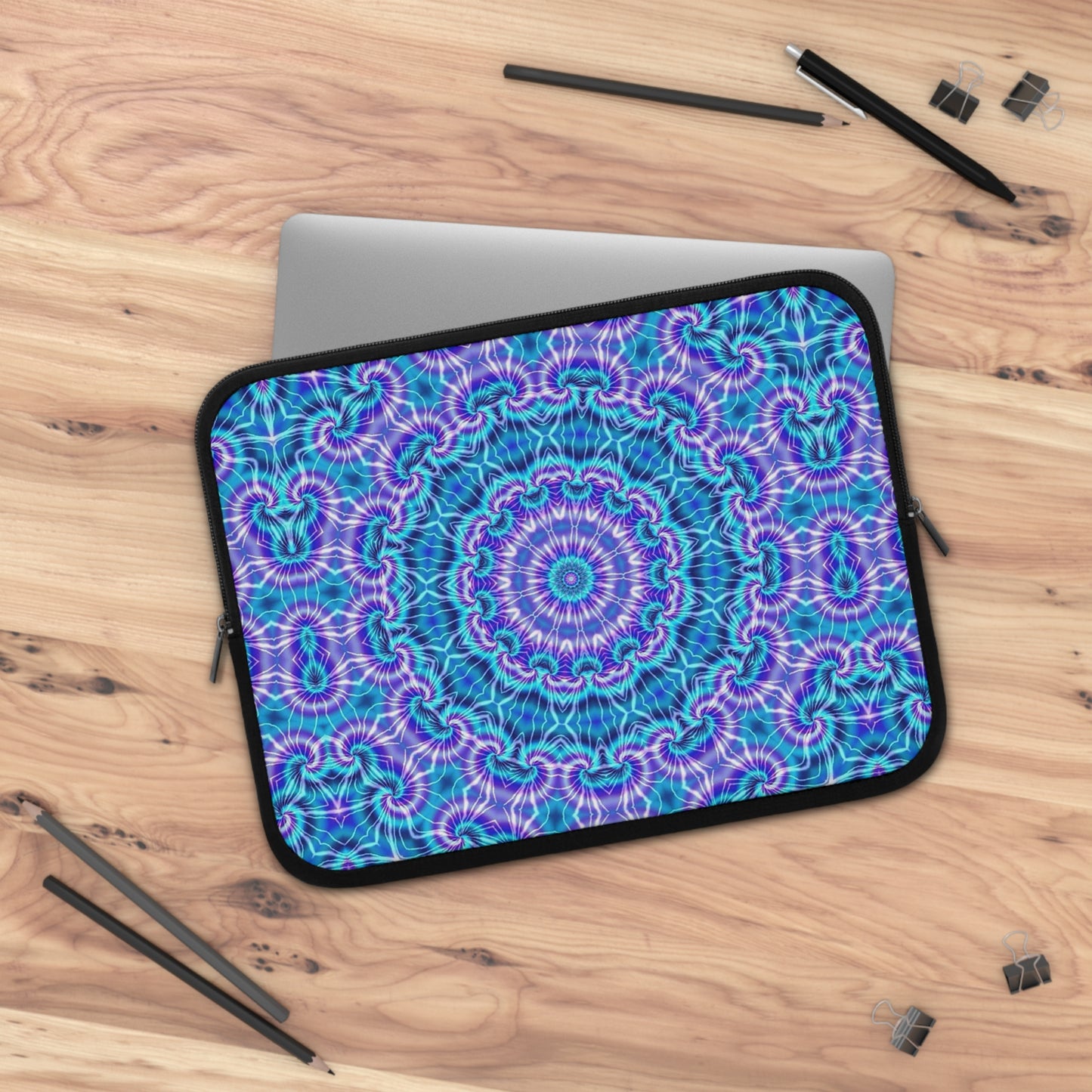 Blue and Purple Tie Dye Kaleidoscope Laptop Sleeve