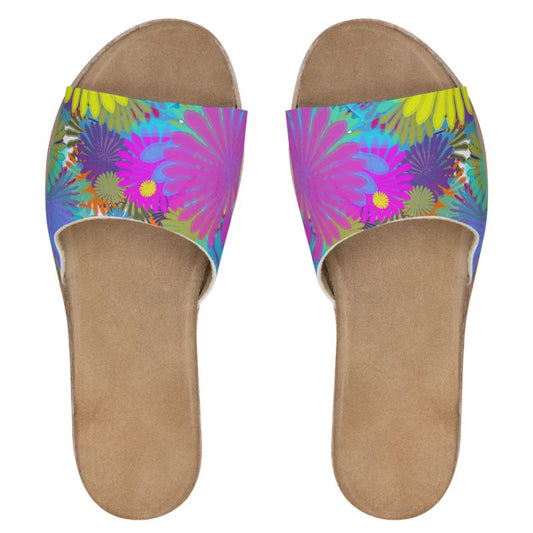Daisy Festival Leather Sliders