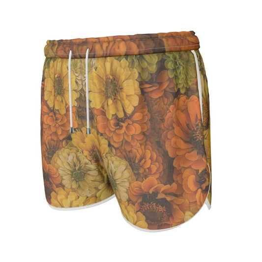 Yellow Zinnias Womens Running Shorts