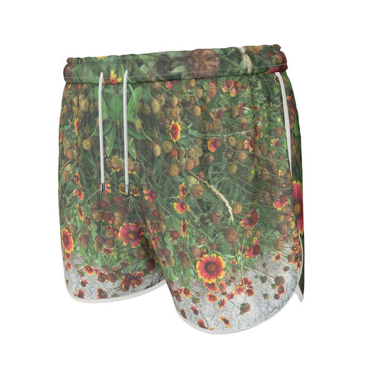 Red orange Flower Garden Womens Running Shorts