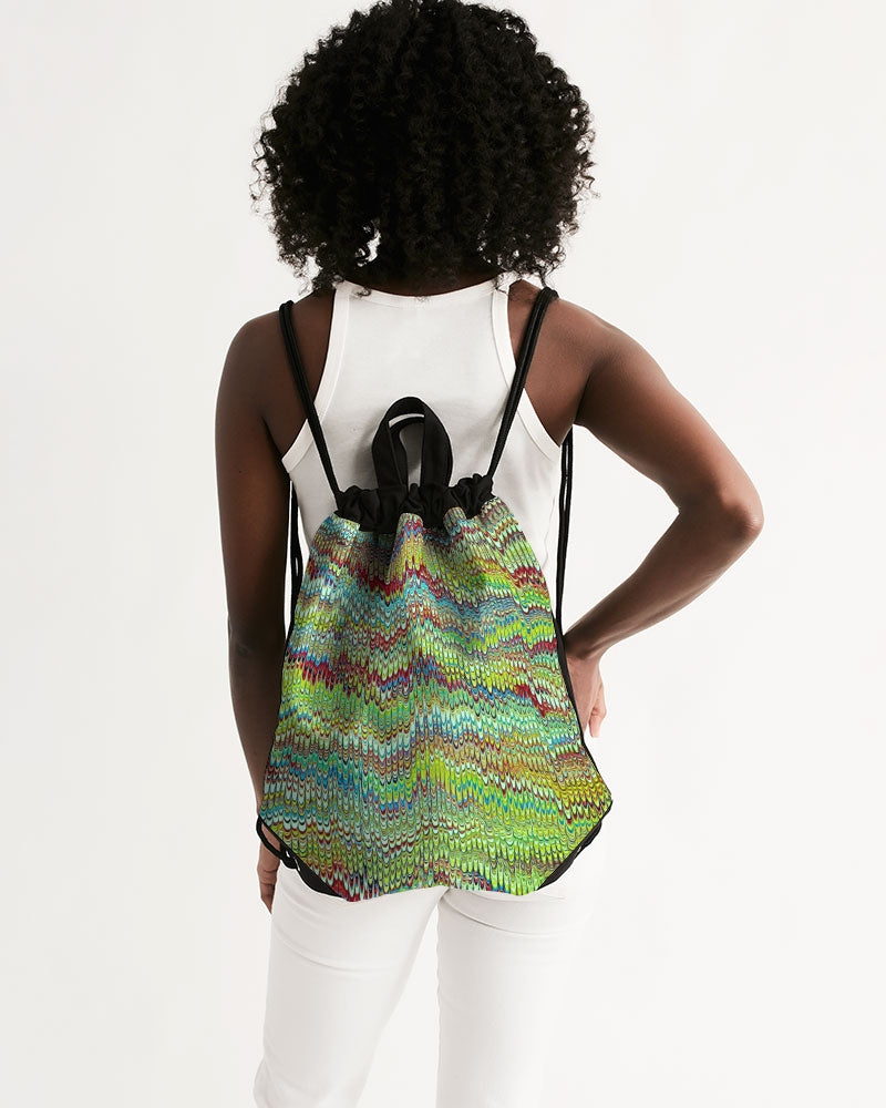 Cool Green Marbled Canvas Drawstring Bag