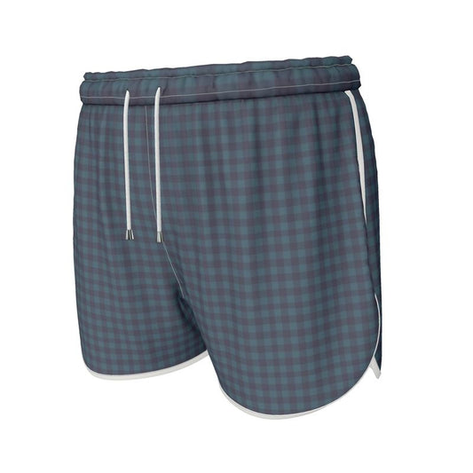 Blue Gingham Womens Running Shorts