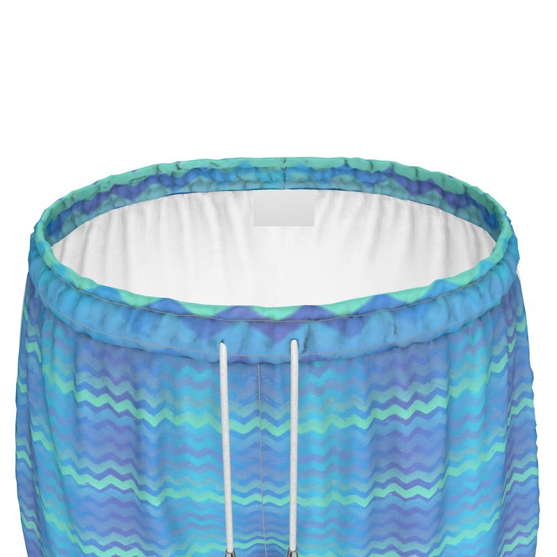 Blue Green Mermaid Stripes Womens Running Shorts