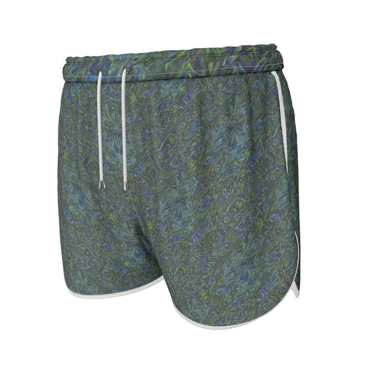 Blue Green Liquid Marbling Womens Running Shorts