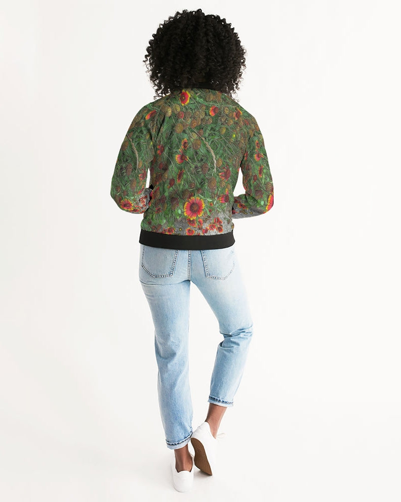 Orange Flower Garden Women's Bomber Jacket