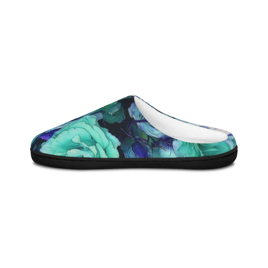 Aqua Flower Kaleidoscope Indoor Slippers