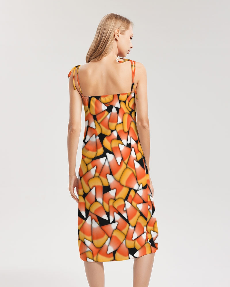 Candy Corn Pattern Women's Tie Strap Split Dress