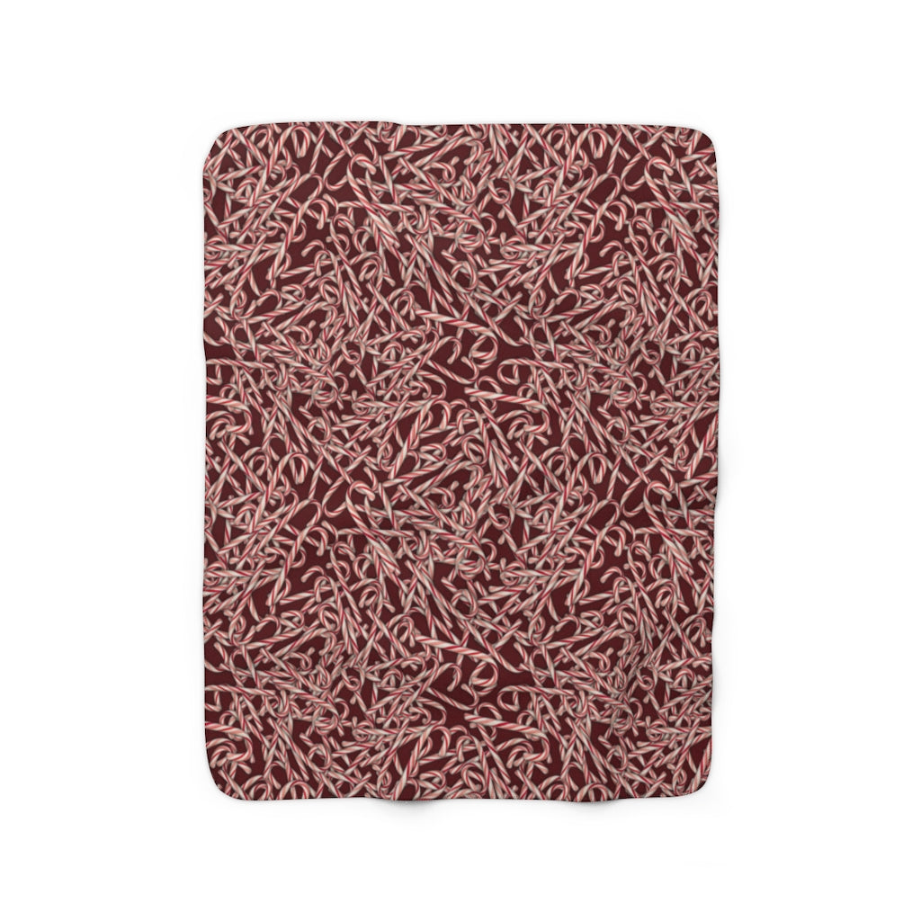Candy Cane Pattern Sherpa Fleece Blanket