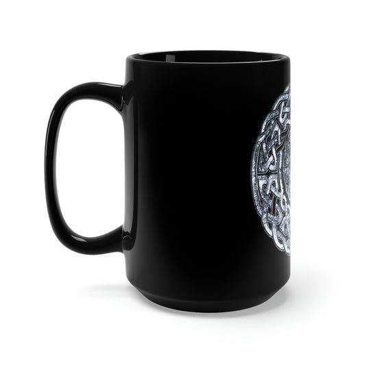 Silver Celtic Knot Circle Black Mug 15oz