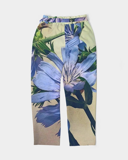 Blue Wildflowers Women's Belted Tapered Pants