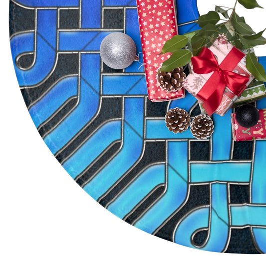 Blue Glass Celtic Knot Christmas Tree Skirts