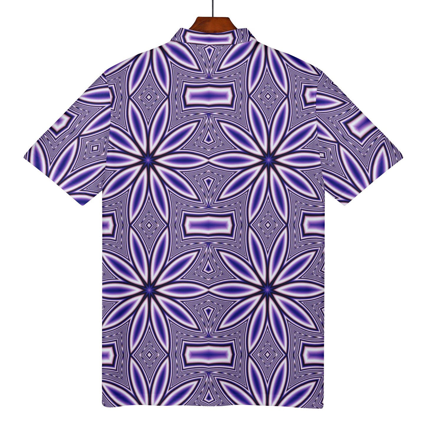 Blue Flower Kaleidoscope Womens All Over Print Polo Shirt