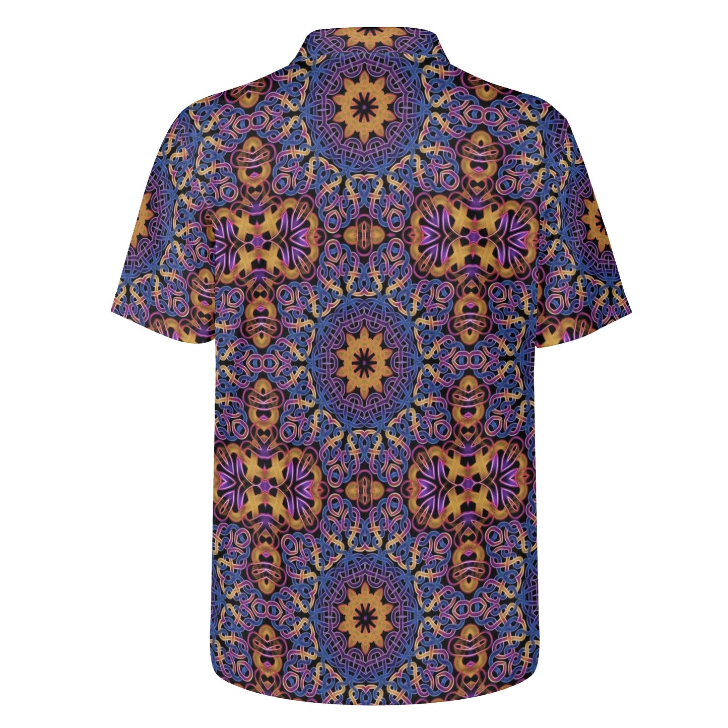 Blue Gold Celtic Kaleidoscope Mens All Over Print Polo Shirt