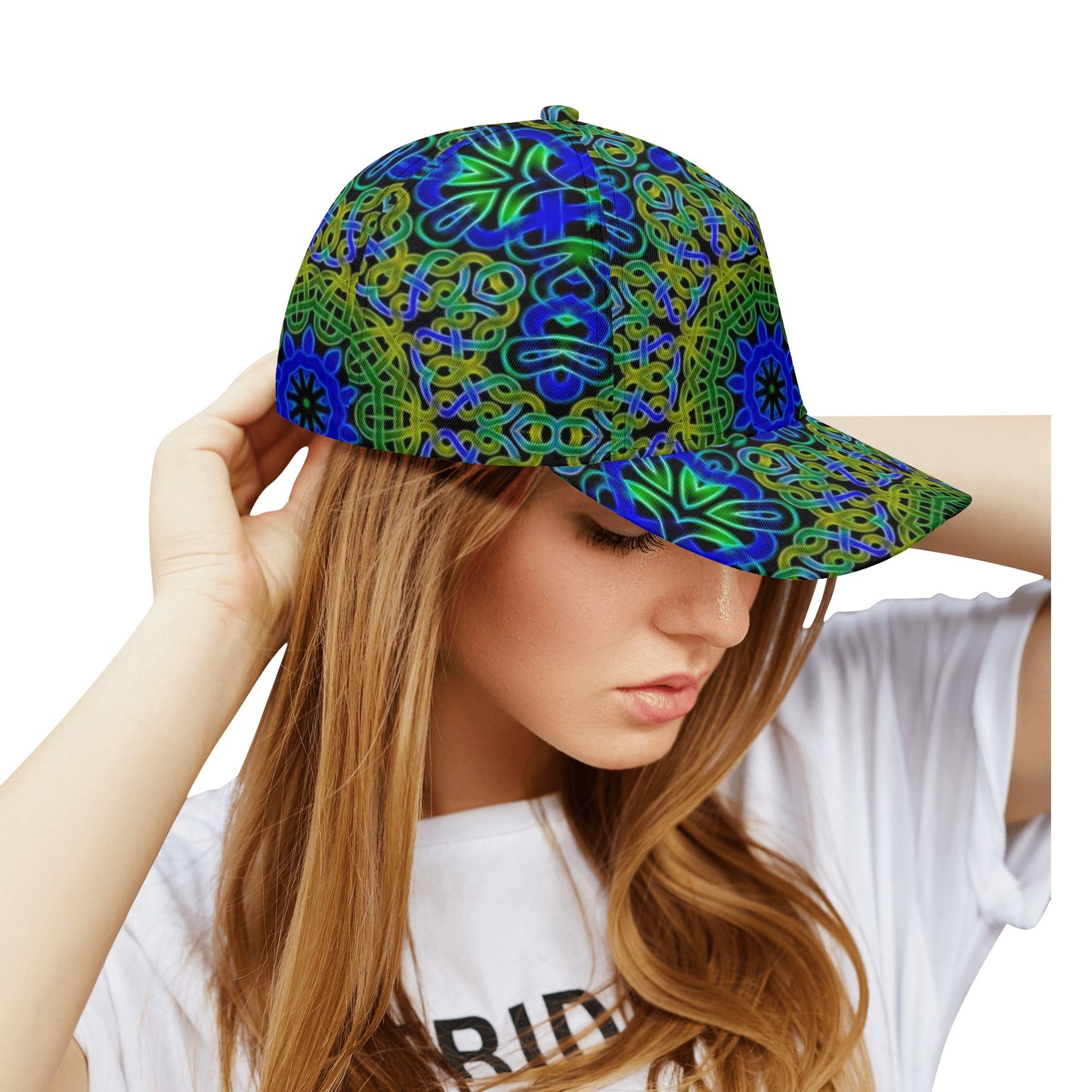Blue Green Celtic Kaleidoscope All Over Printing Baseball Caps