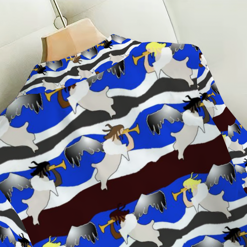 Angels Pattern Custom All Over Print Women's Long Sleeves Shirt with Button