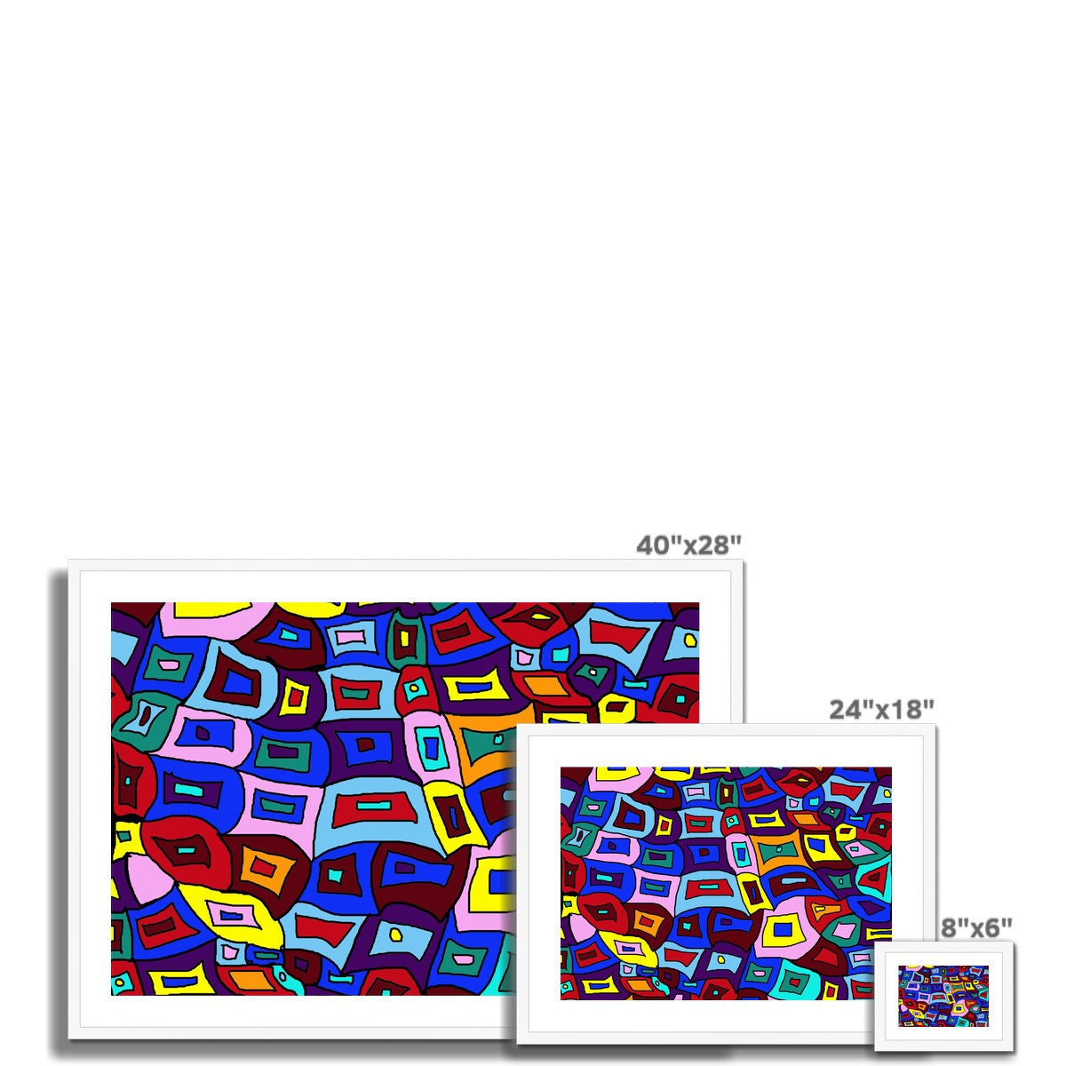 Wavy Square Pattern Framed & Mounted Print