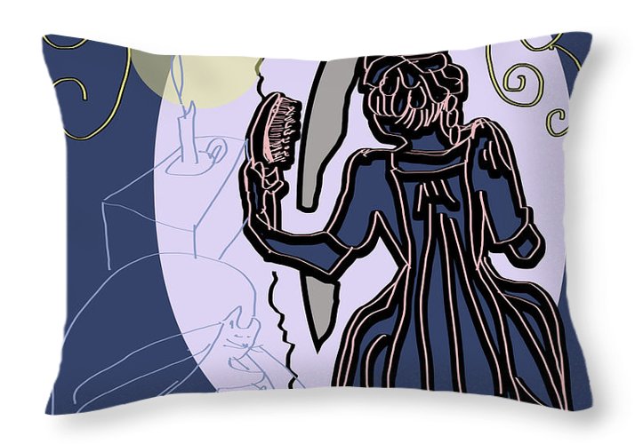 1700s Woman With a Brush - Throw Pillow