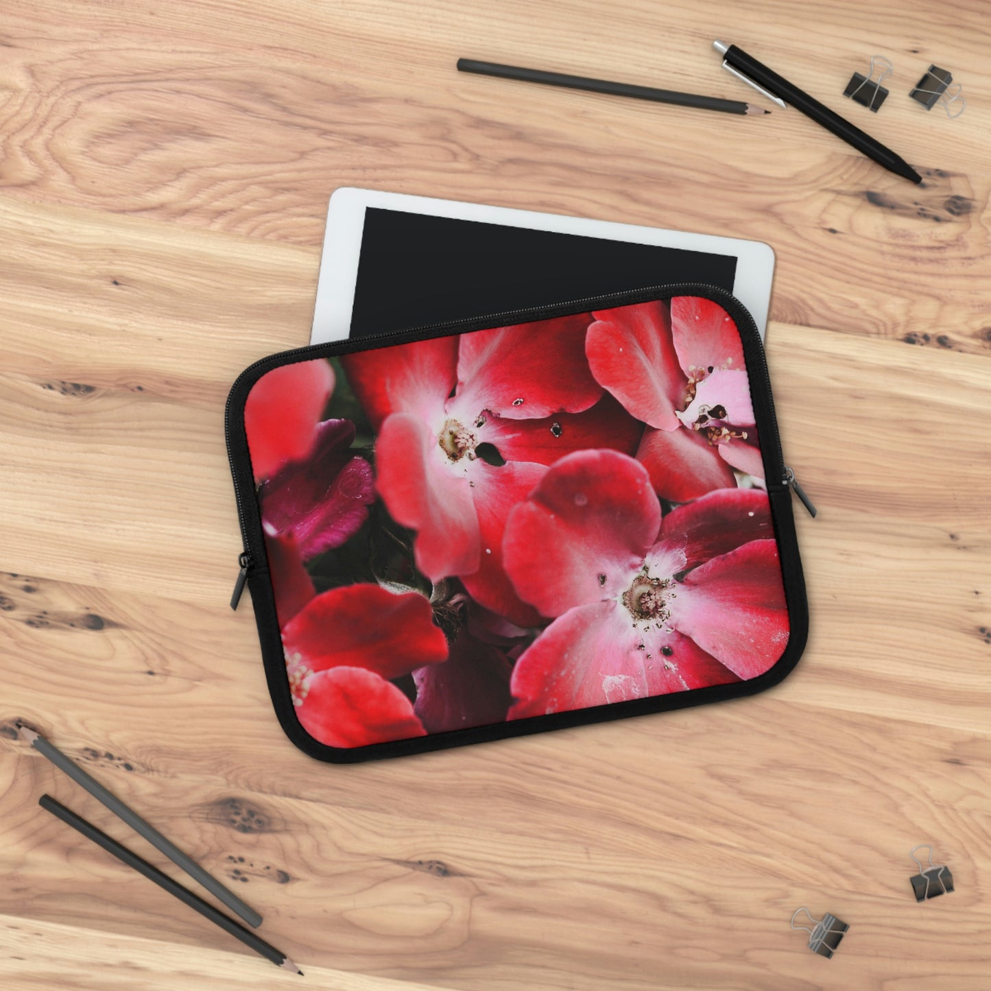 Bright Red Flowers Laptop Sleeve