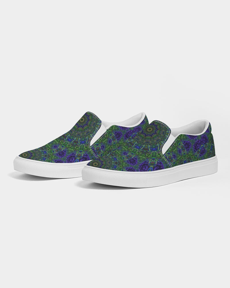 blue Green Ribbon Kaleidoscope Women's Slip-On Canvas Shoe