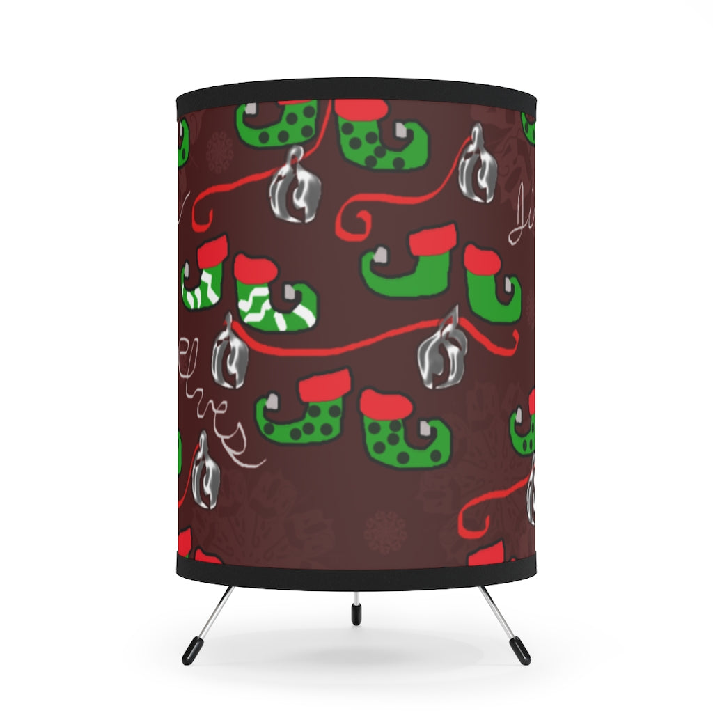 Elves Jingle Tripod Lamp with High-Res Printed Shade, US/CA plug