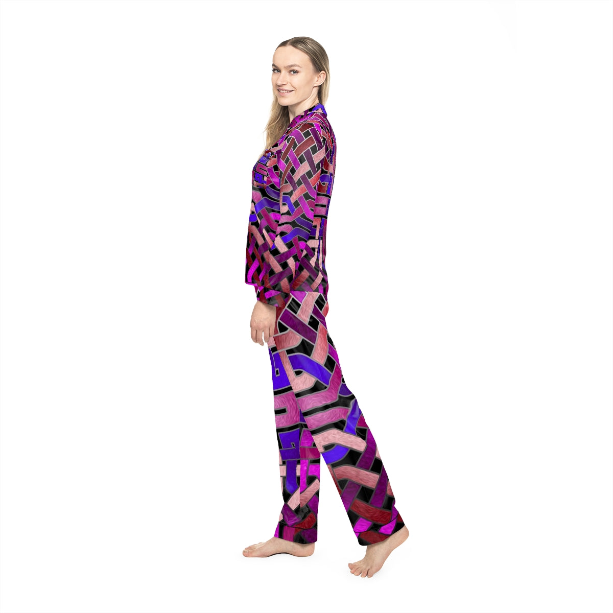 Pink Celtic Knot Women's Satin Pajamas (AOP)