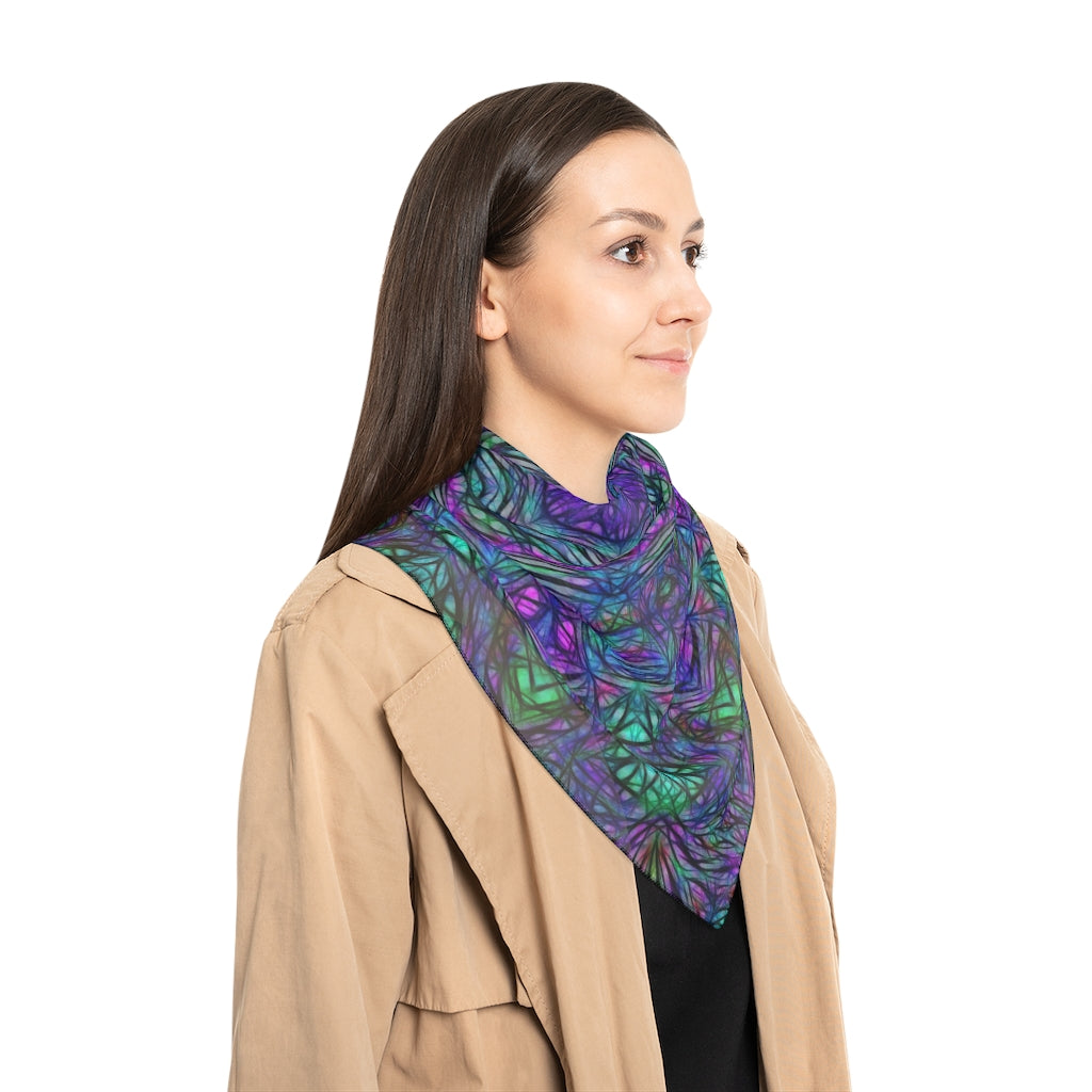 Blue Green Purple Kaleidoscope Poly Scarf