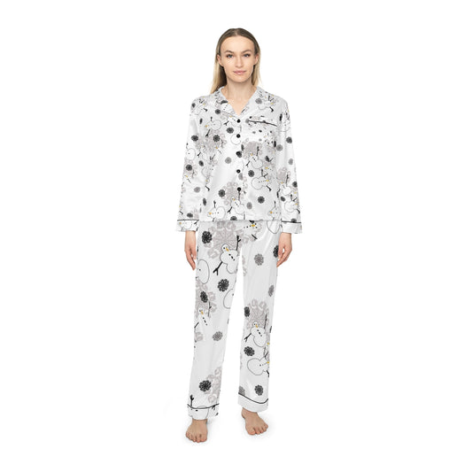 Snowman Pattern Women's Satin Pajamas (AOP)