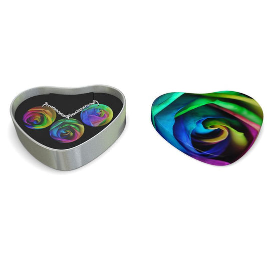 Rainbow Roses Triple Pendant Necklace