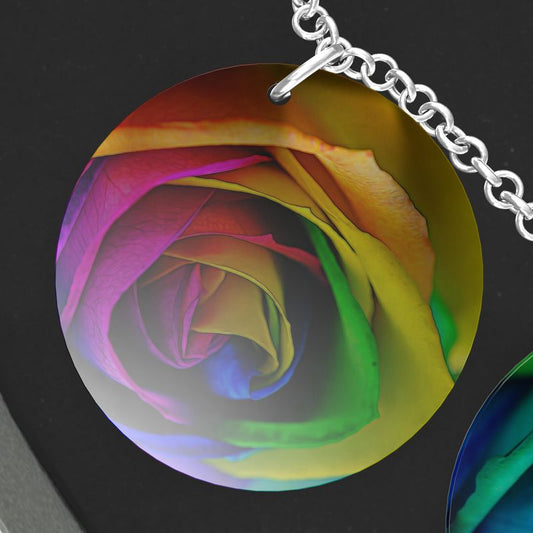 Rainbow Roses Triple Pendant Necklace