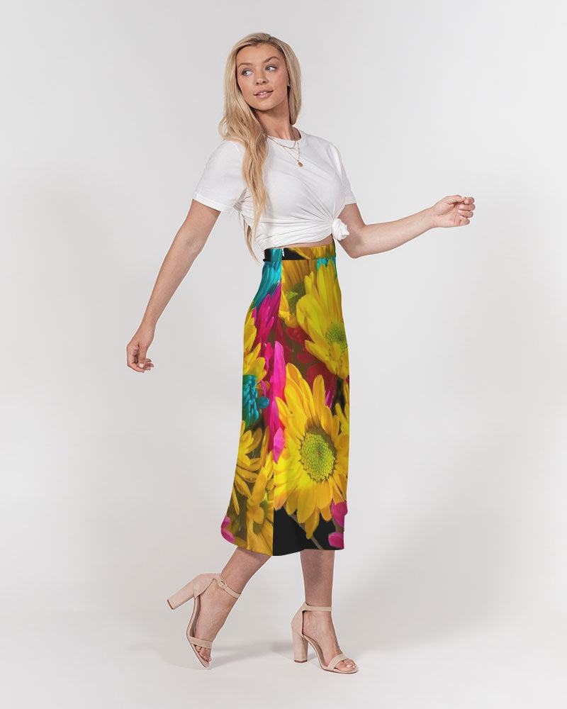 Bright Spring Daisies Women's A-Line Midi Skirt