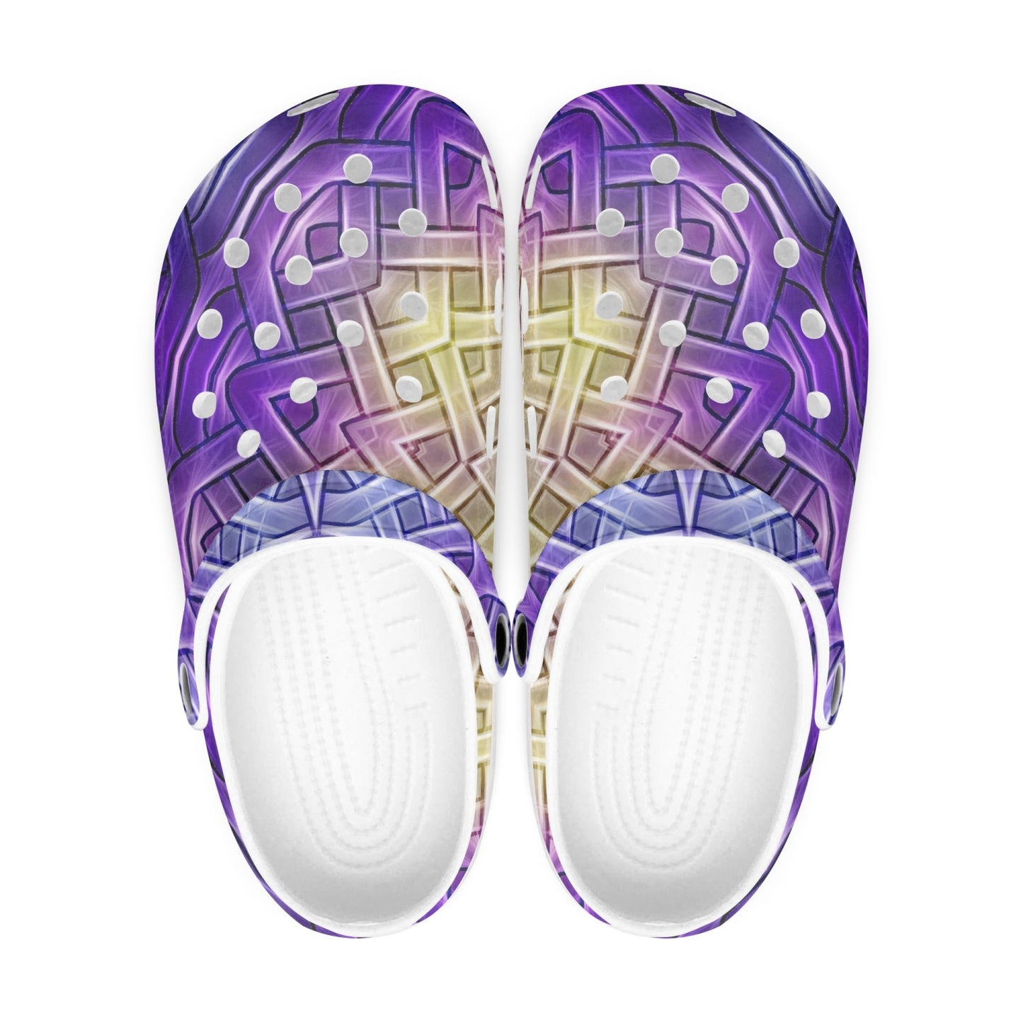 Purple Celtic Knot Kaleidoscope 413. All Over Printed Clogs