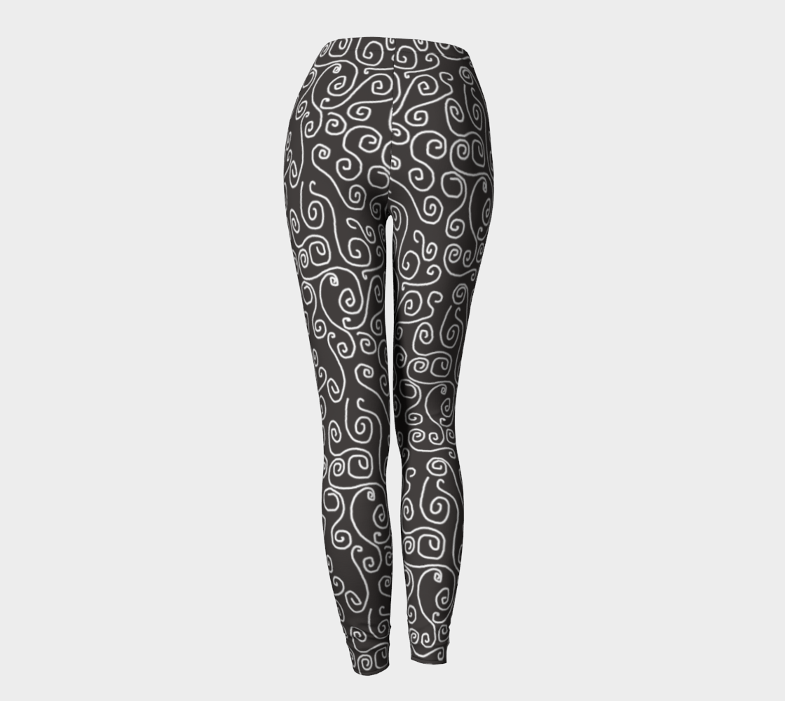 White Swirls On Gray Leggings