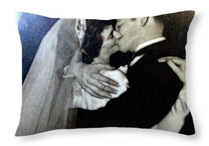1940s Wedding Kiss - Throw Pillow